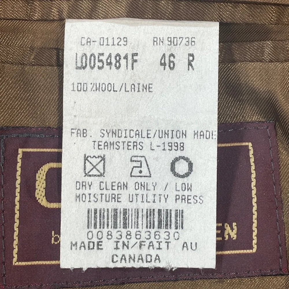 Chaps Ralph Lauren Mens 46R Wool Blazer Glen Plaid Sport Coat Brown Vintage 90s